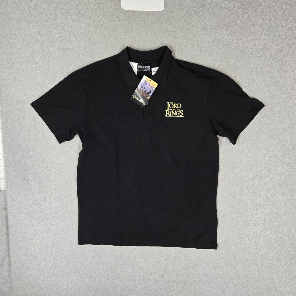 The Lord Of The Rings Men Polo M Black Lord Of Logo Short NWT